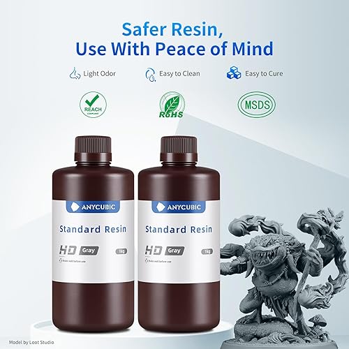 Miniatura 8 de ANYCUBIC - Resina para impresora 3D, alta precisión y curado rápido, excelente fluidez para impresión 3D LCD 4K, 6K, 8K y 12K (color gris HD, 35.27