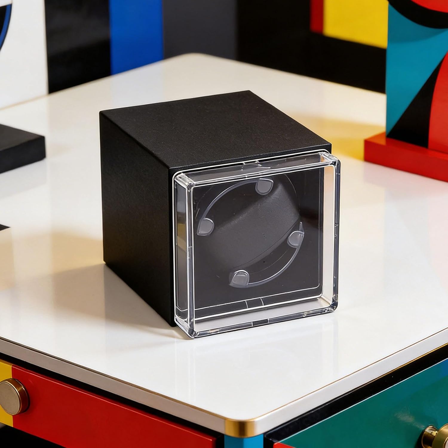 AMONIDA Watch Winder, 5 Rotation Directions Silent Anti Magnetic Automatic Watch Winder, Dual Power Rotator with Anti Magnetic Function, Ideal for Mechanical Protection