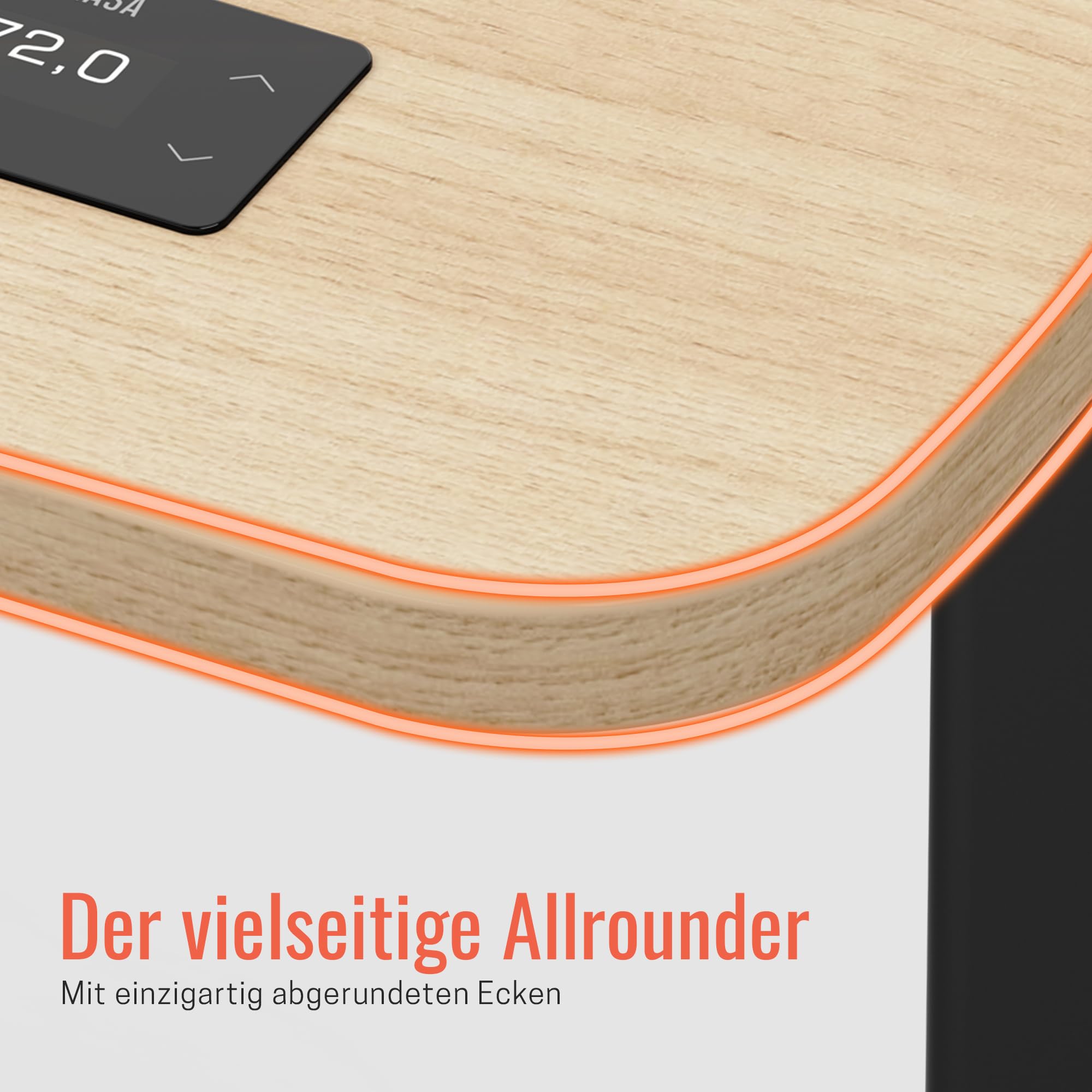 Yaasa Desk Pro 180x80cm, Schreibtisch höhenverstellbar für Büro Homeoffice | Abgerundete Tischplatte mit integriertem ErgoTouch-Handschalter: 9 Memory-Positionen, Automatikfahrt, Schreibtisch für Büro