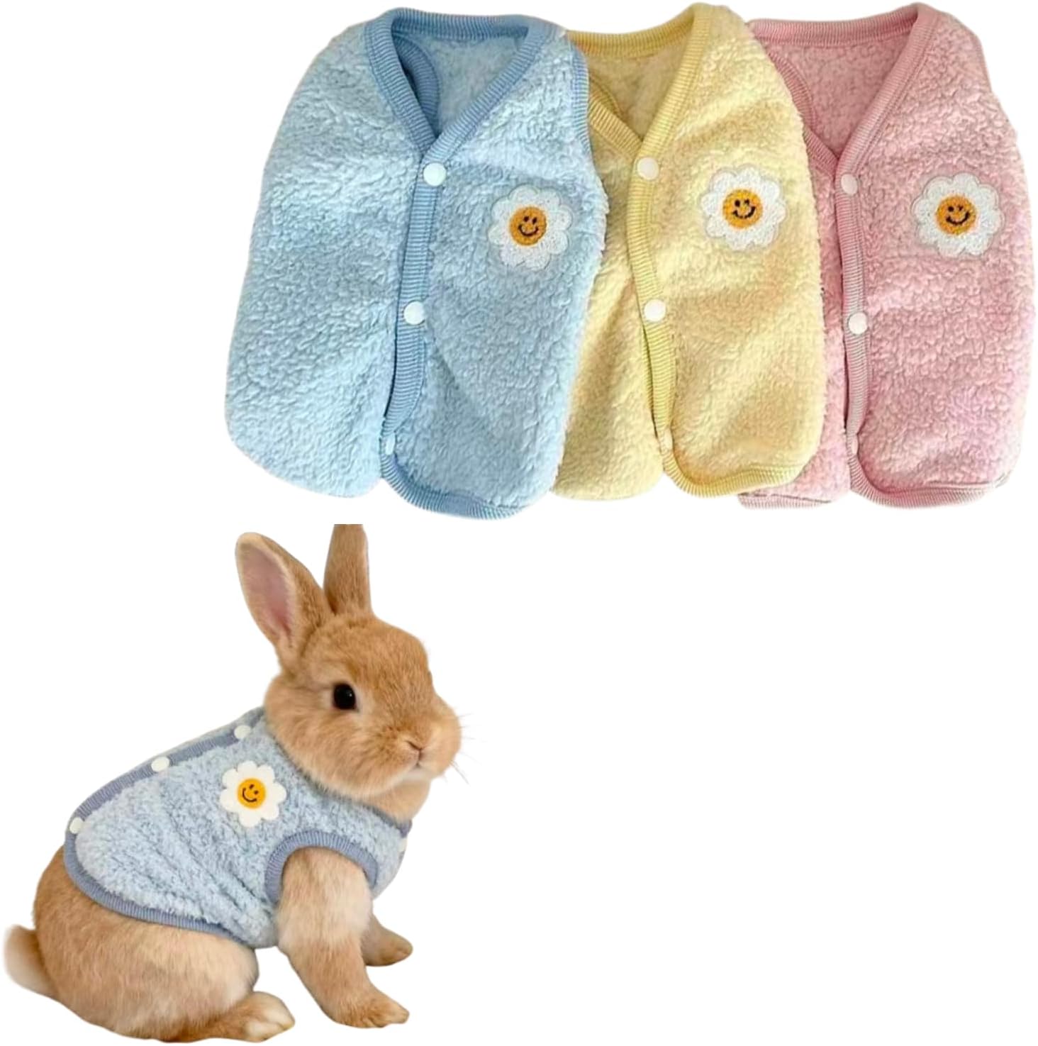 3PCS Pet Rabbit Sweater Clothes Winter Coat Cute and Warm Outdoor Vest Suitable for Rabbits, Kittens, Puppies, Ferrets and Other Small Pets (X-Large)