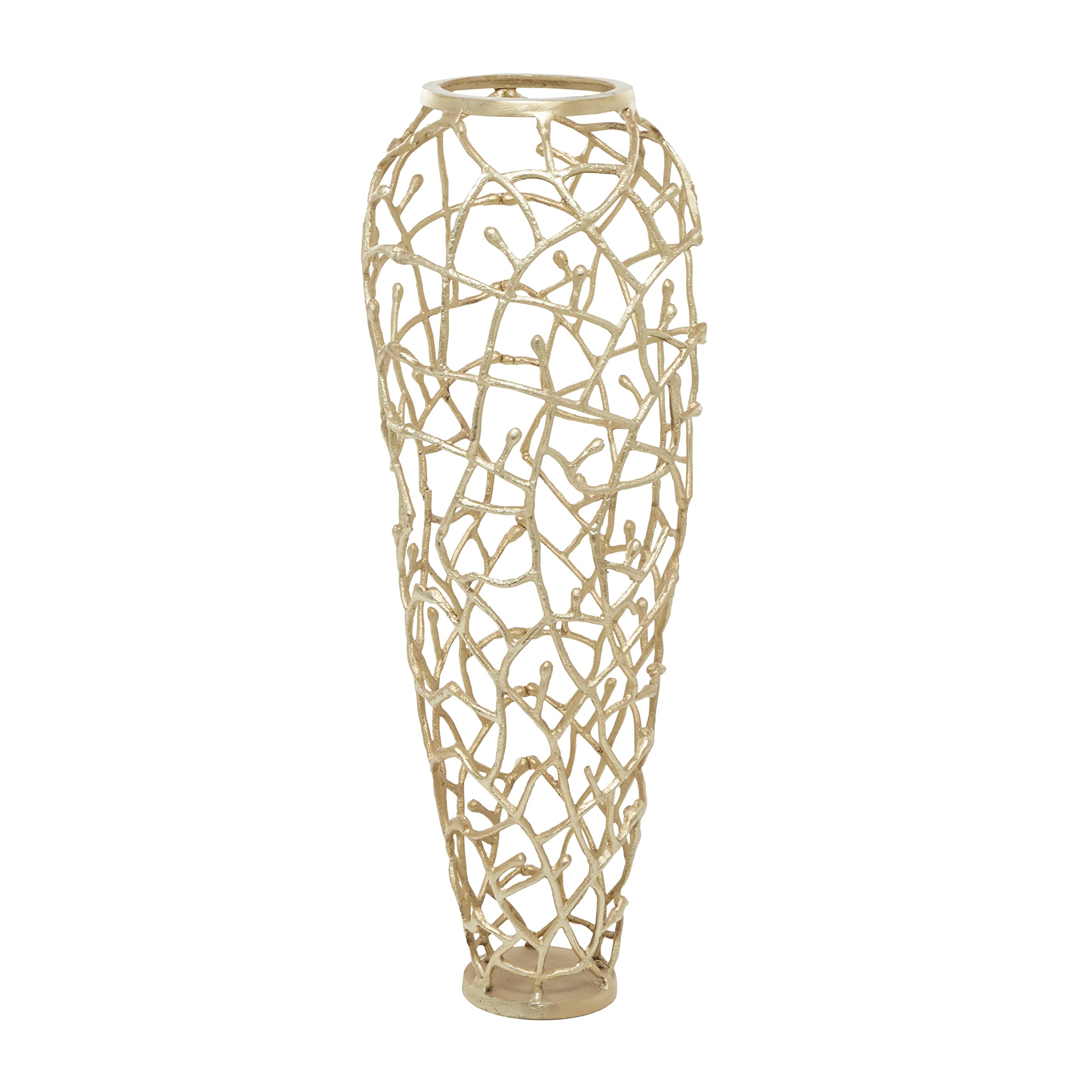Deco 79 Contemporary Aluminum Vase, LARGE SIZE, Gold, 12" x 12" x 33"