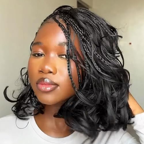 Trenzas de ganchillo rizadas francesas de 8 pulgadas, 9 paquetes de trenzas de caja de diosa negra, cabello de ganchillo preanudado con extremos