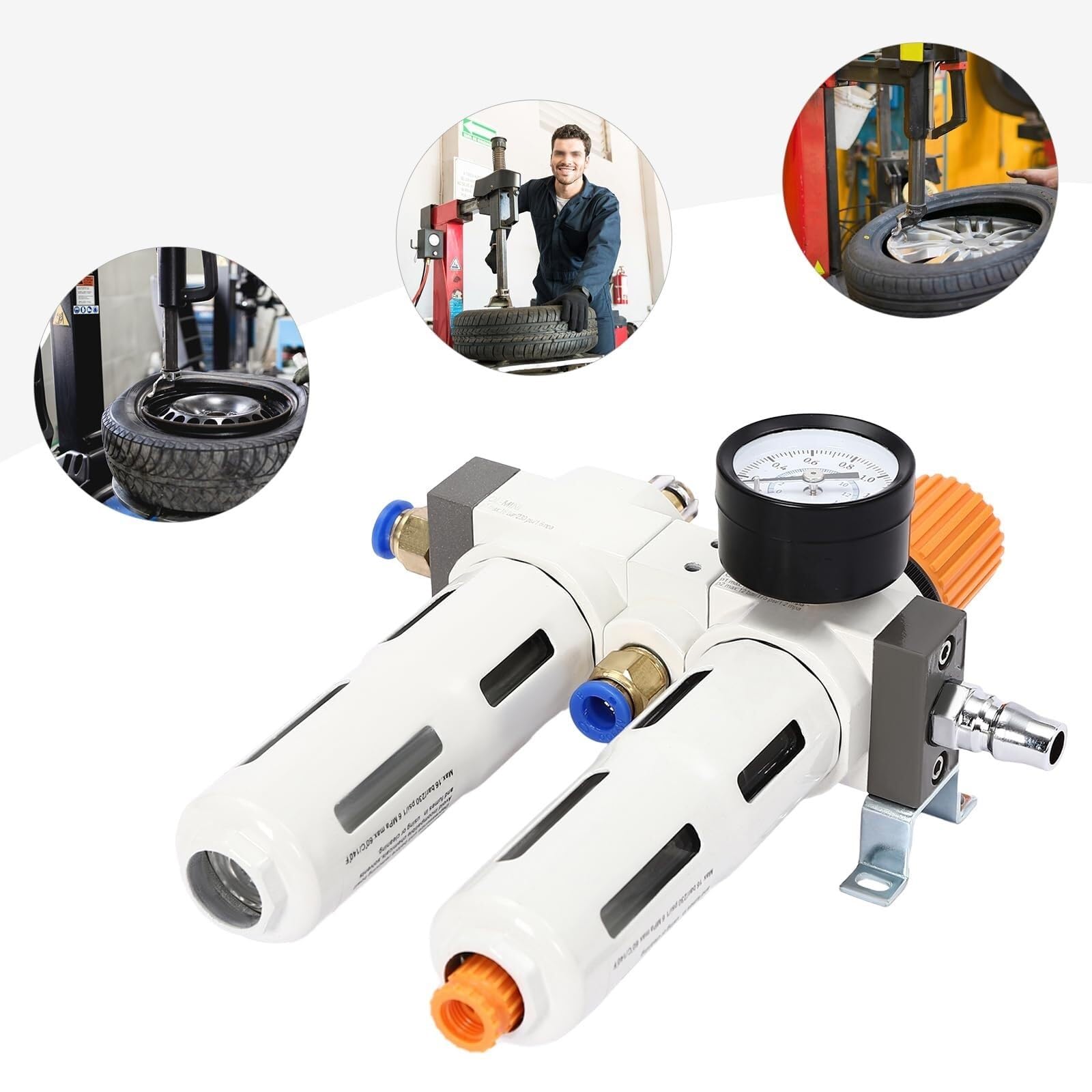 Separador de agua y aceite con compresor de aire Piezas de la máquina cambiadora de neumáticos Presionador de aire Separador de agua y aceite con manómetro Regulador Filtro de trampa Cambiador de neum