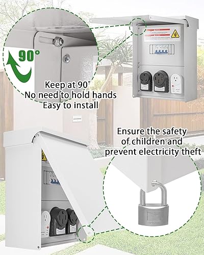 Miniatura 3 de Panel de toma de corriente temporal mejorado, con panel protector de sobretensiones RV de 20, 30, 50 amperios, precableado, resistente a la