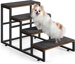 Dog Stairs for High Beds 4 Steps Dog Stairs for Small Medium Dogs Pet Stairs/Steps for Puppy, Cats, and Dogs, Easy to Walk on Dog Step for Beds and Cars