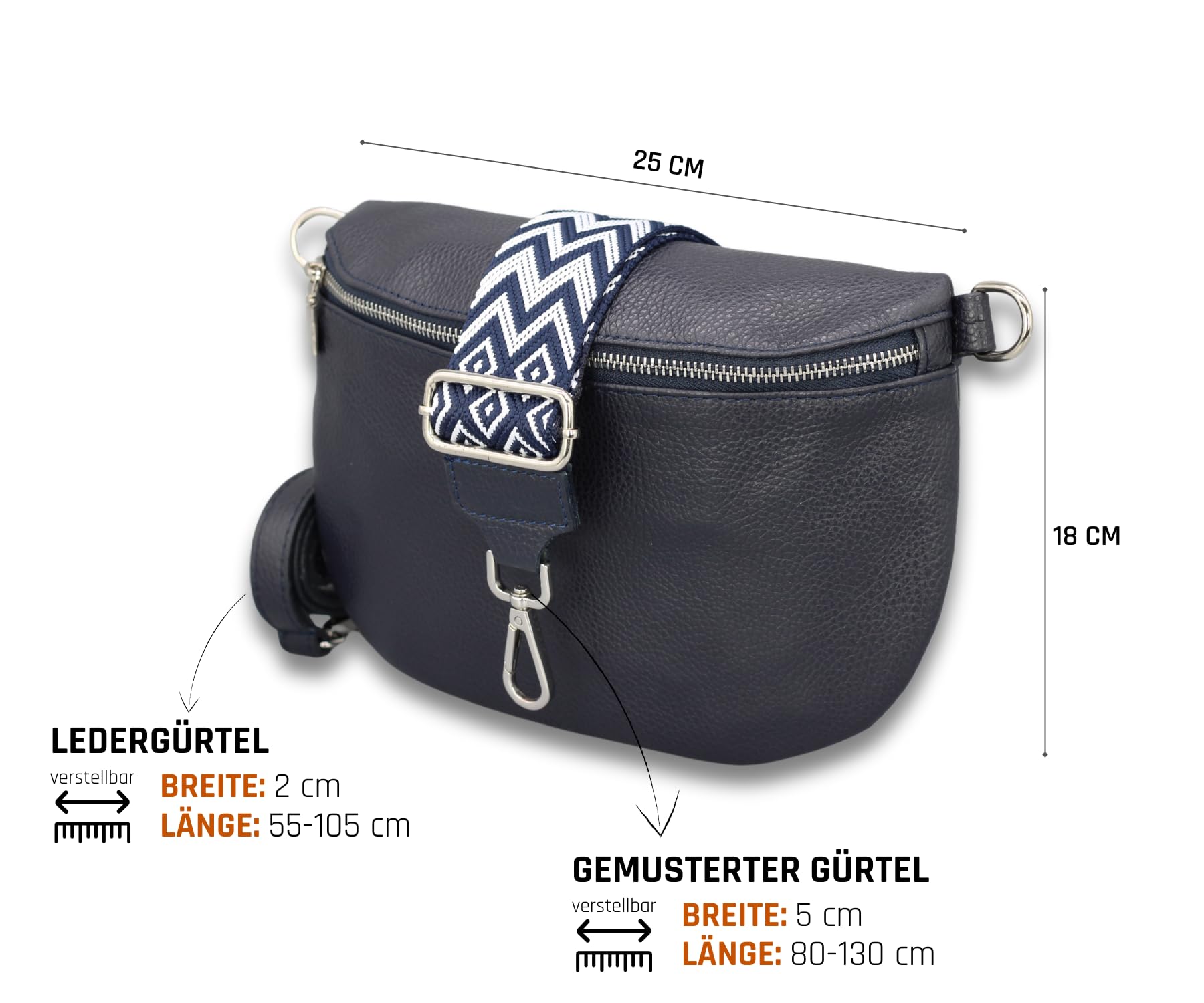 Adel Bags ADA Damen Bauchtasche Echtleder Handgefertigt Crossbody Bag