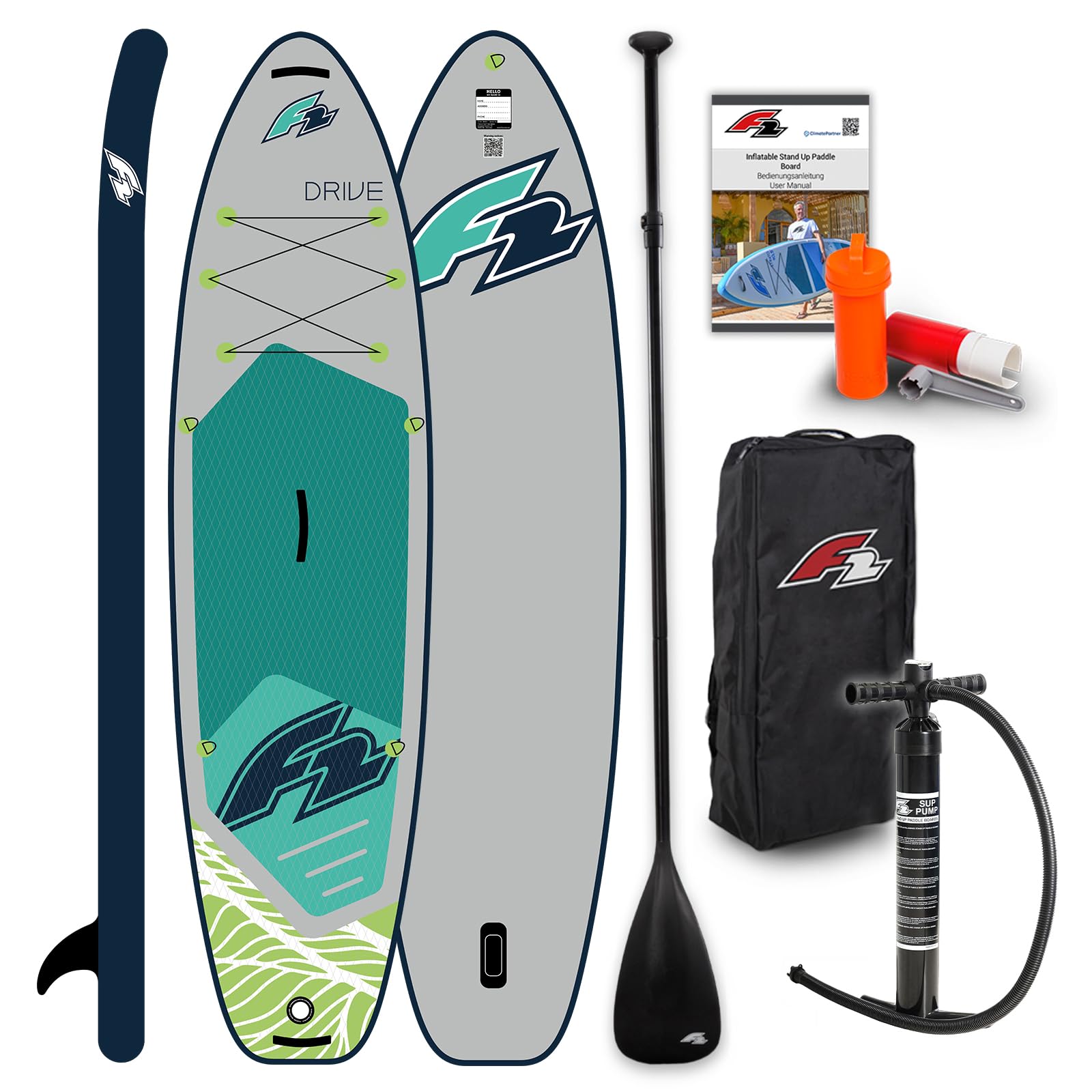 F2 SUP Stand Up Paddle Board Drive Grau - Größe wählbar