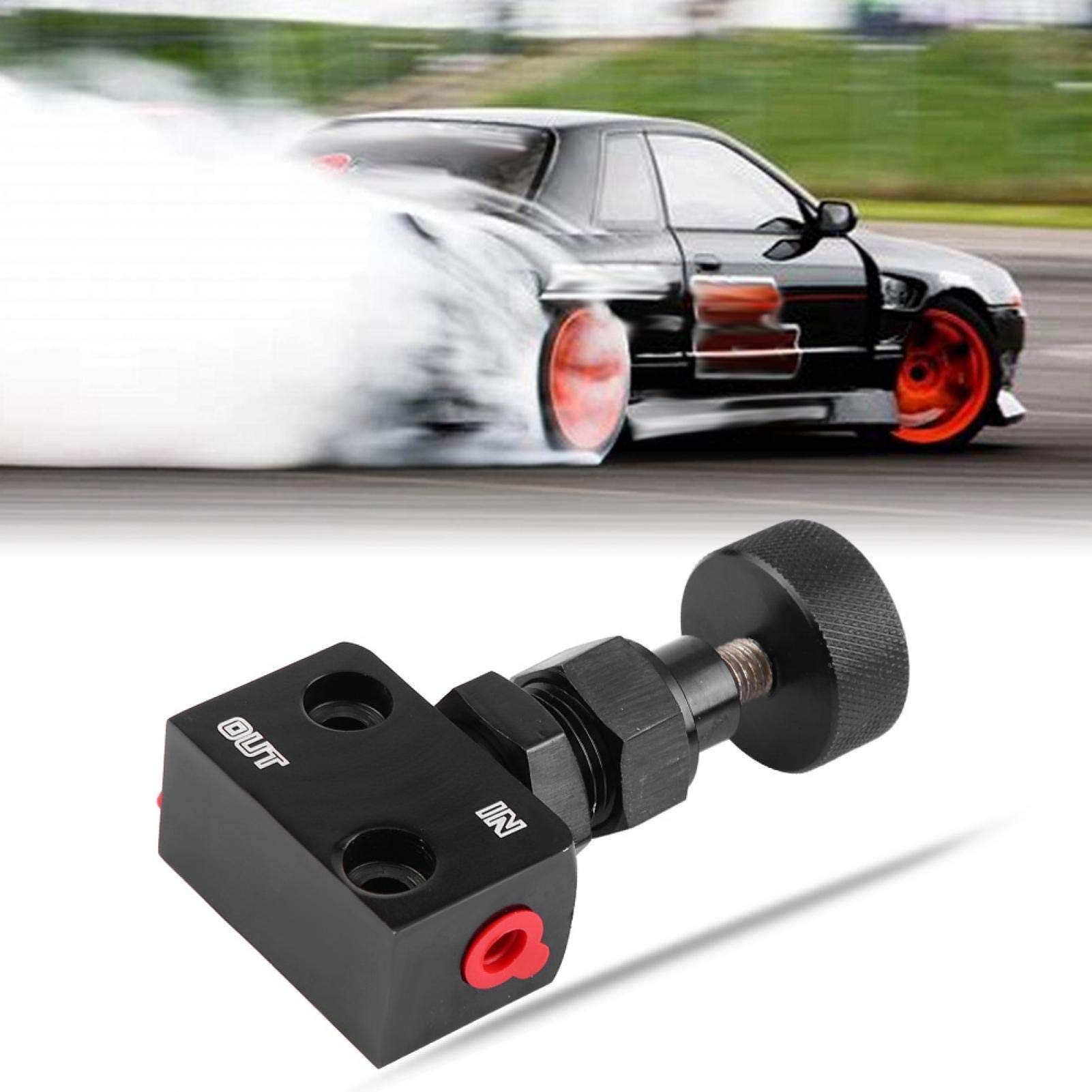 Valve de frein, valve de dosage de frein, valve de dosage de frein Régulateur de pression de valve d'arrêt de frein de sport automobile universel(Le noir)