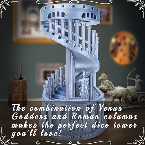 Miniatura 6 de DND - Torre de dados con bandeja para juegos de rol, Calabozos y Dragones, D&D, TRPG, 7 dados incluidos, torre rodante perfecta para dados temáticos