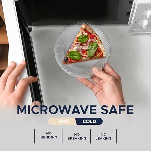 Miniatura 3 de Platos de plástico desechables transparentes Juego de 40 platos de 7 pulgadas elegantes platos de cena de fiesta, juego de platos de plástico aptos