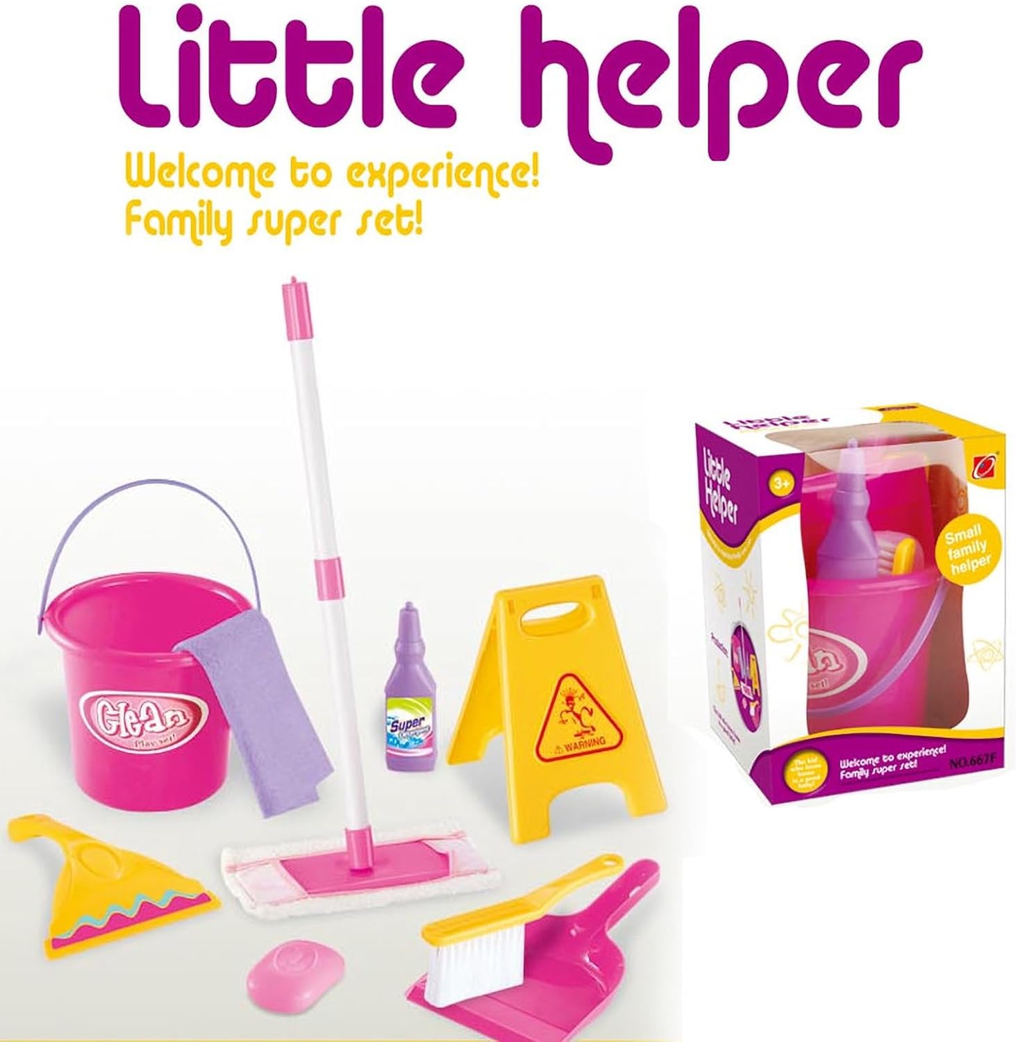 Cleaning Set for Kids - Realistic Broom Mop Bucket with Dustpan and Brush, Interactive Cleaning Kit Encourages Responsibility and Motor Skills, Cleaning Toys Pair