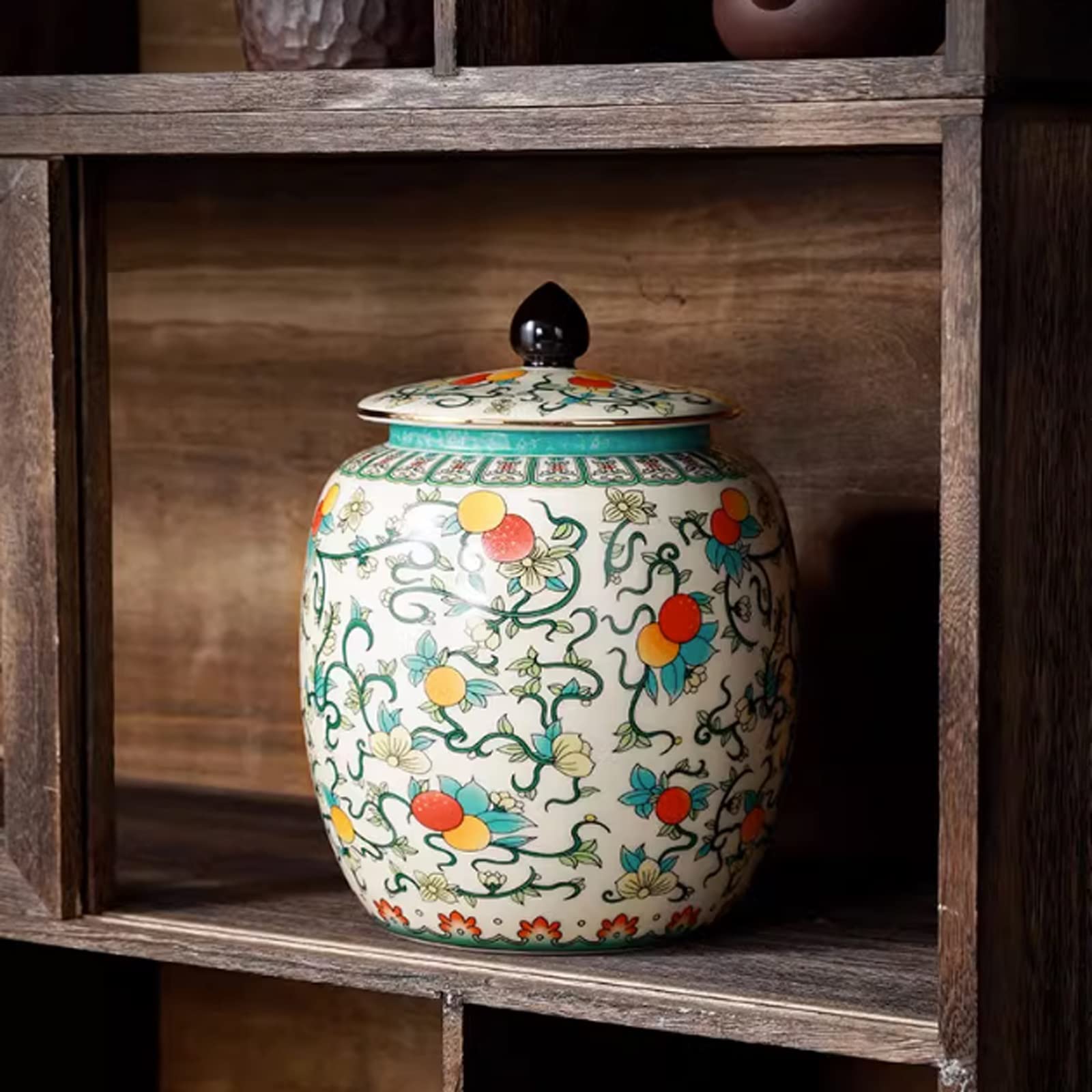 Lata de Té Recipiente for té de cerámica clásico, recipiente for té suelto de porcelana de estilo chino oriental, recipiente for caramelos de azúcar hecho a mano, recipiente for té con tapa Recipiente