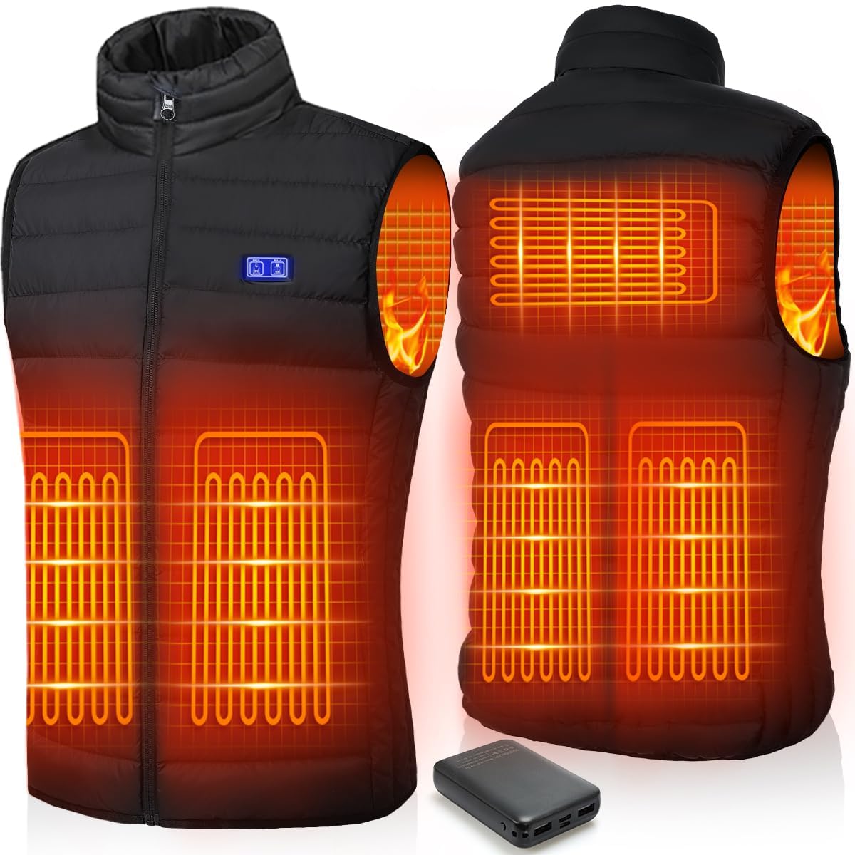 Unzipp Giubbotto Riscaldato Uomo Donna, Gilet Riscaldato Con 10000mAh Batteria 3 Livelli Di Temperatura, Lavabile Per Il Calore Interno Invernale, Attività All'Aperto