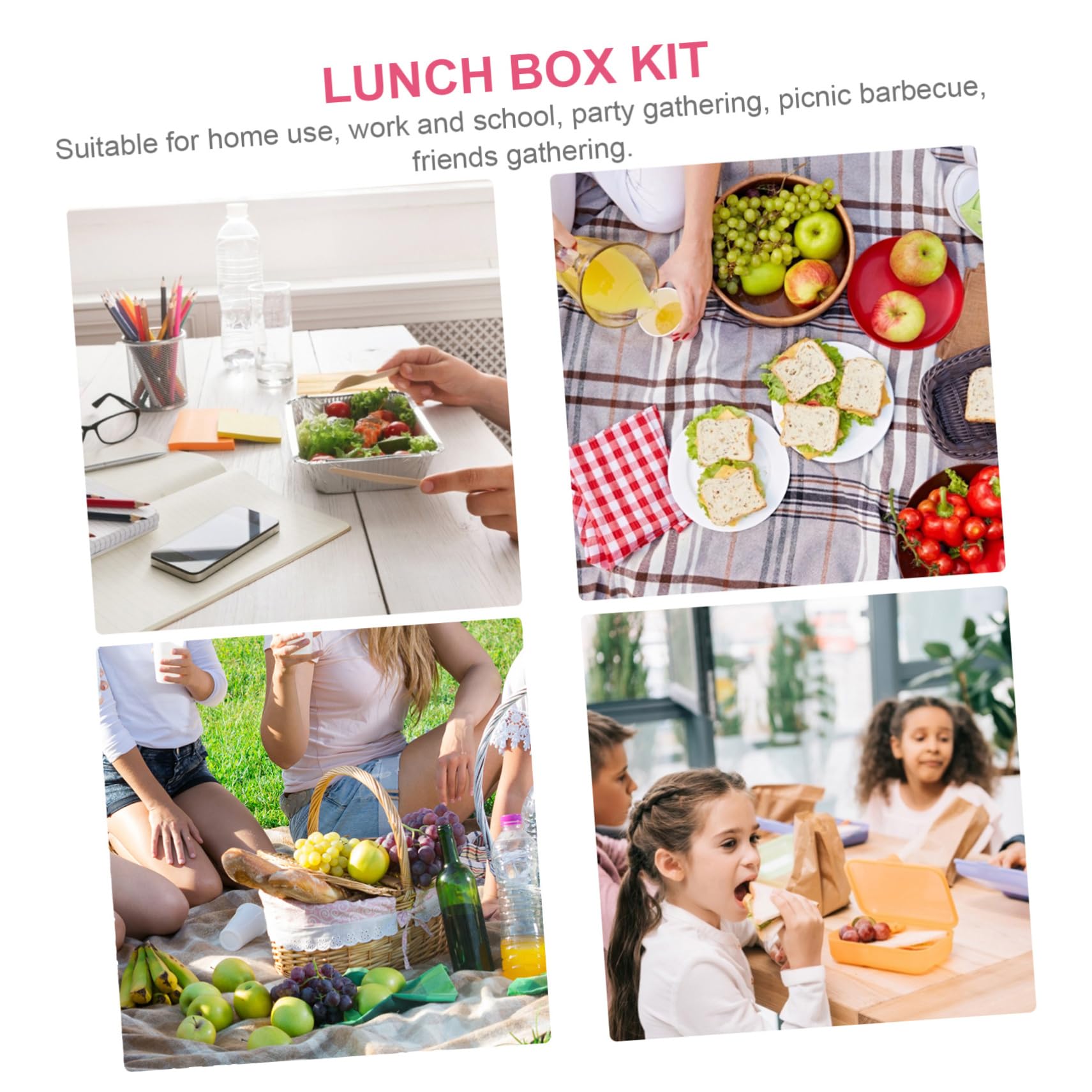Boîte à Bento Compartimentée en Acier Inoxydable Rose, Coffret Alimentaire