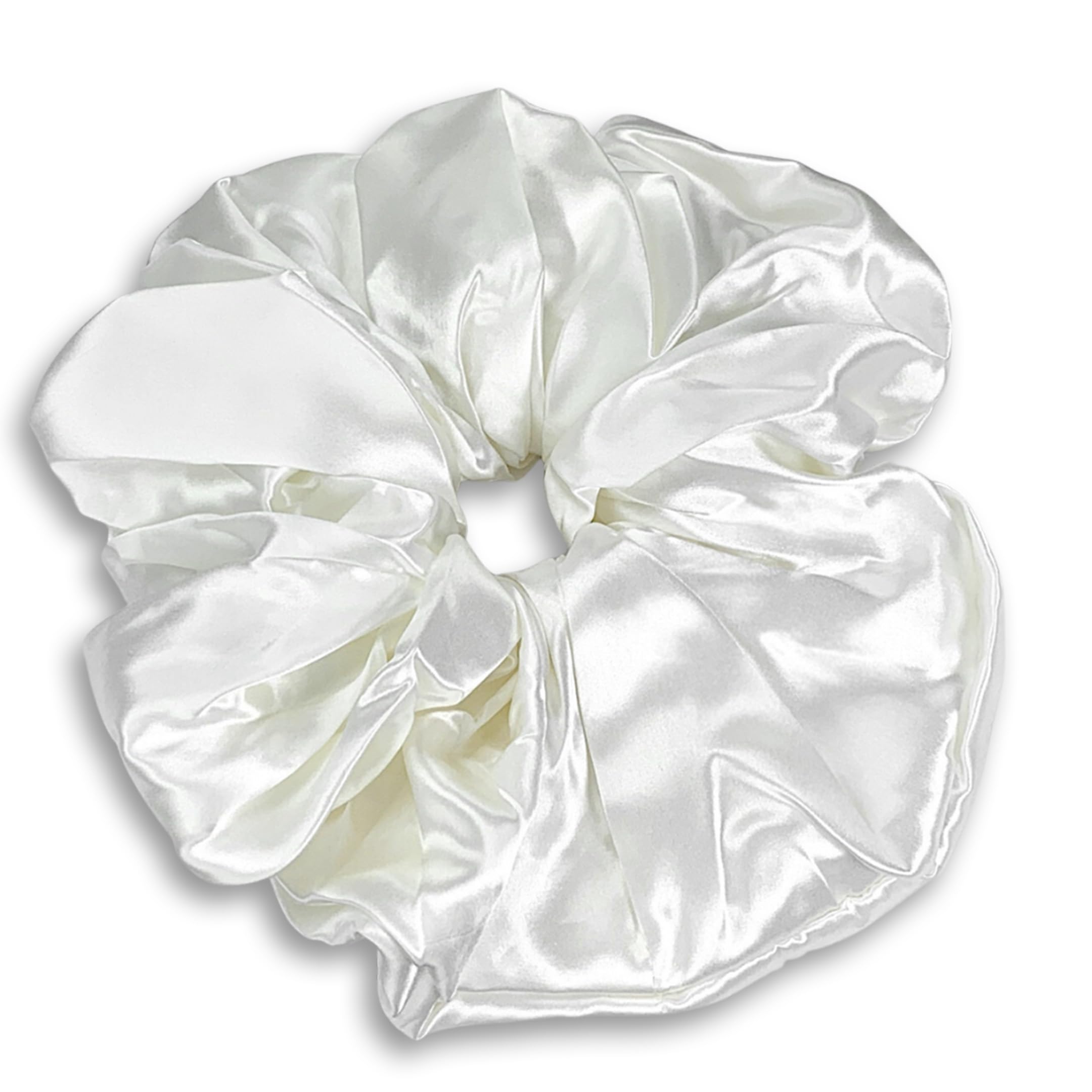 Celestial Silk Mulberry Silk Scrunchies for Hair (Oversized, Ivory)