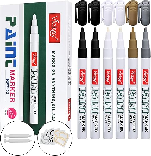 Marcador de pintura fina para pintura de rocas, piedra, cerámica, metal, vidrio, madera, juego de 6 bolígrafos de pintura de alto volumen, tinta de