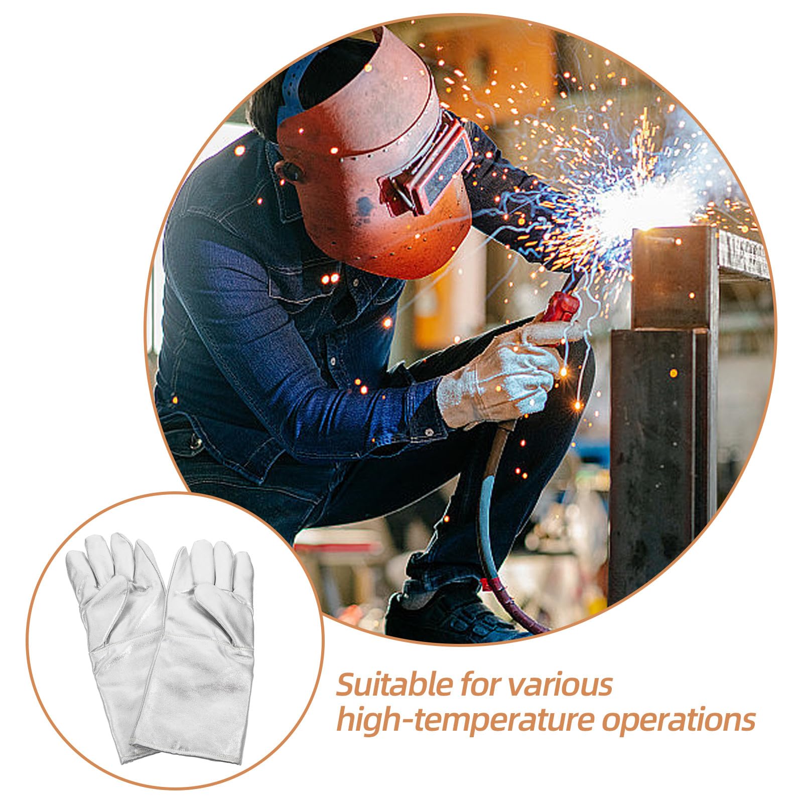 Guanti da Lavoro Isolamento Termico Industriale Resistenti al Calore Argento in Foglio di Alluminio Ignifugo Confezione da 2 Pezzi per Cucina e Metallurgia