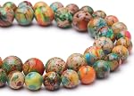Perles en pierre naturelle pour la fabrication de bijoux,8mm Orange Imperial Jasper poli perles rondes en pierre gemme lisse pour collier bracelet 15 1 cm