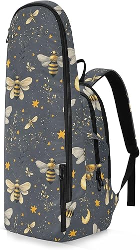 Miniatura 2 de Bolsa deportiva de tenis para mujer, bonita y resistente, diseño de estrellas, luna, abejas, gris, con capacidad para 2 raquetas para mujeres y