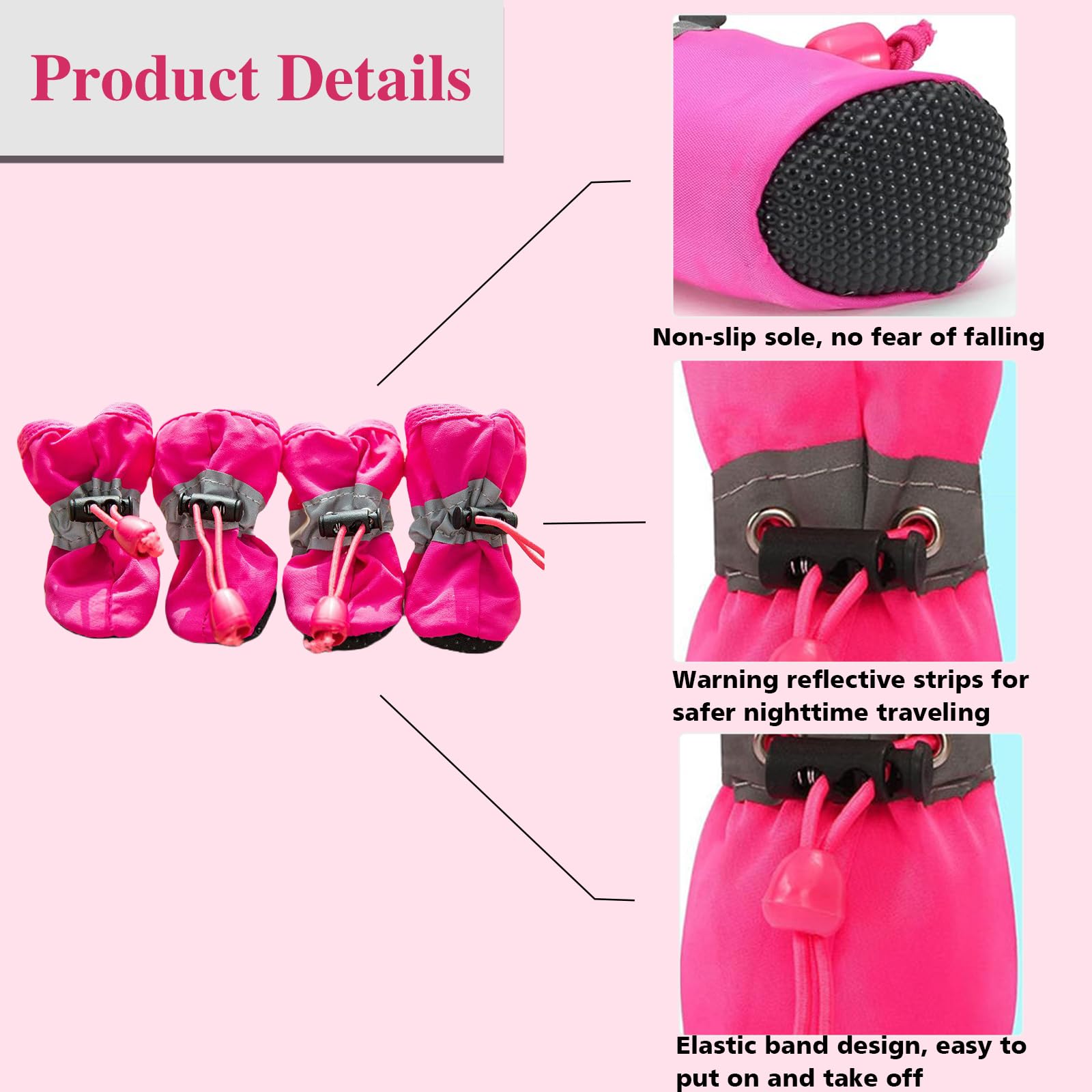 Desuibao Dog Boots for Small Medium Large Dogs with Reflective Strap - Image 3