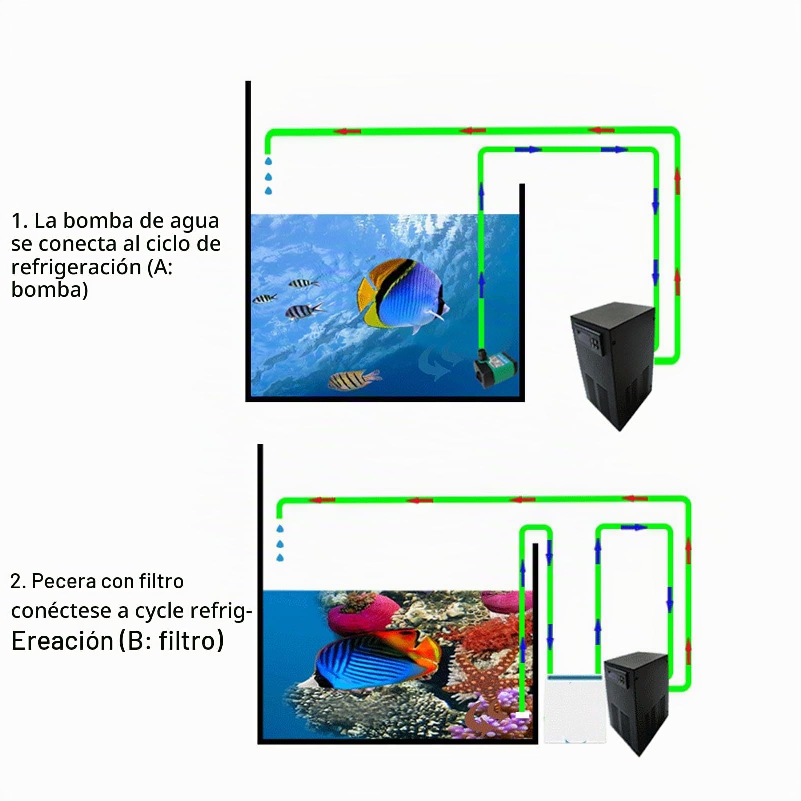 Walfront Enfriador de Agua Silencioso 70 W para Acuario Casero Agua Dulce y Salada R134A Hidroponía de Pescado (Enchufe de la UE)