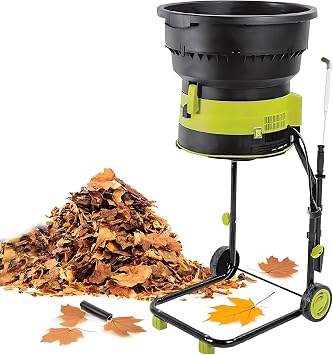 Electric Garden Shredder with Collection Bag and Wheels, 8000 RPM for Efficient Leaf and Branch Chipping