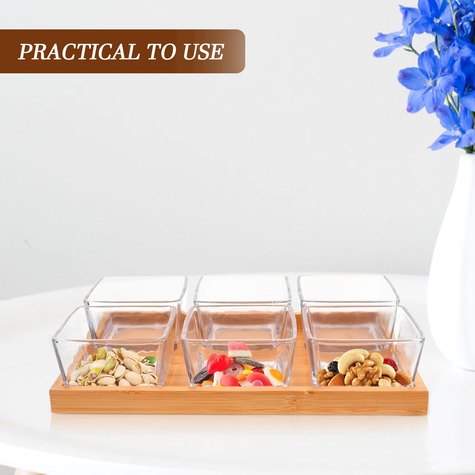 Plat de Grignotage en Verre à 6 Compartiments