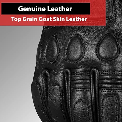 Miniatura 6 de Guantes protectores de piel estilo vintage para hombre, para motocicleta