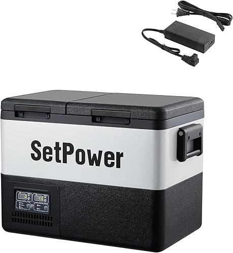 Setpower Refrigerador portátil PT55 de doble zona, enfriamiento rápido de 0 -50 , refrigerador de coche de control separado, congelador portátil de