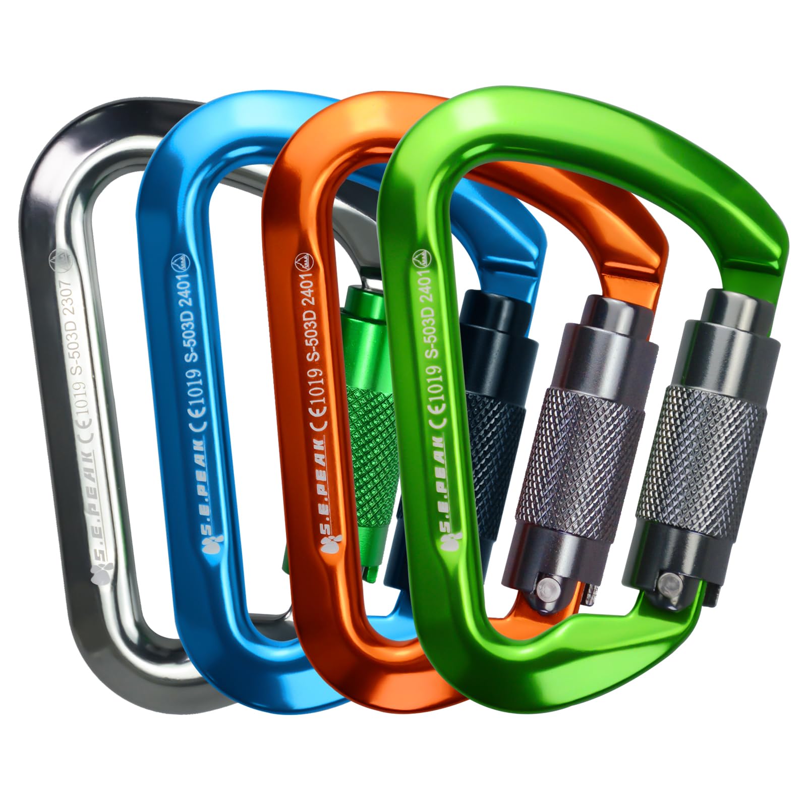 SEPEAK UIAA 30kN Climbing Carabiner Clips, Professional Heavy Duty Twist Locking Carabiners for Climbing,Mountaineering, Rappelling, Camping, Hiking, Swings, Large D Ring Hooks