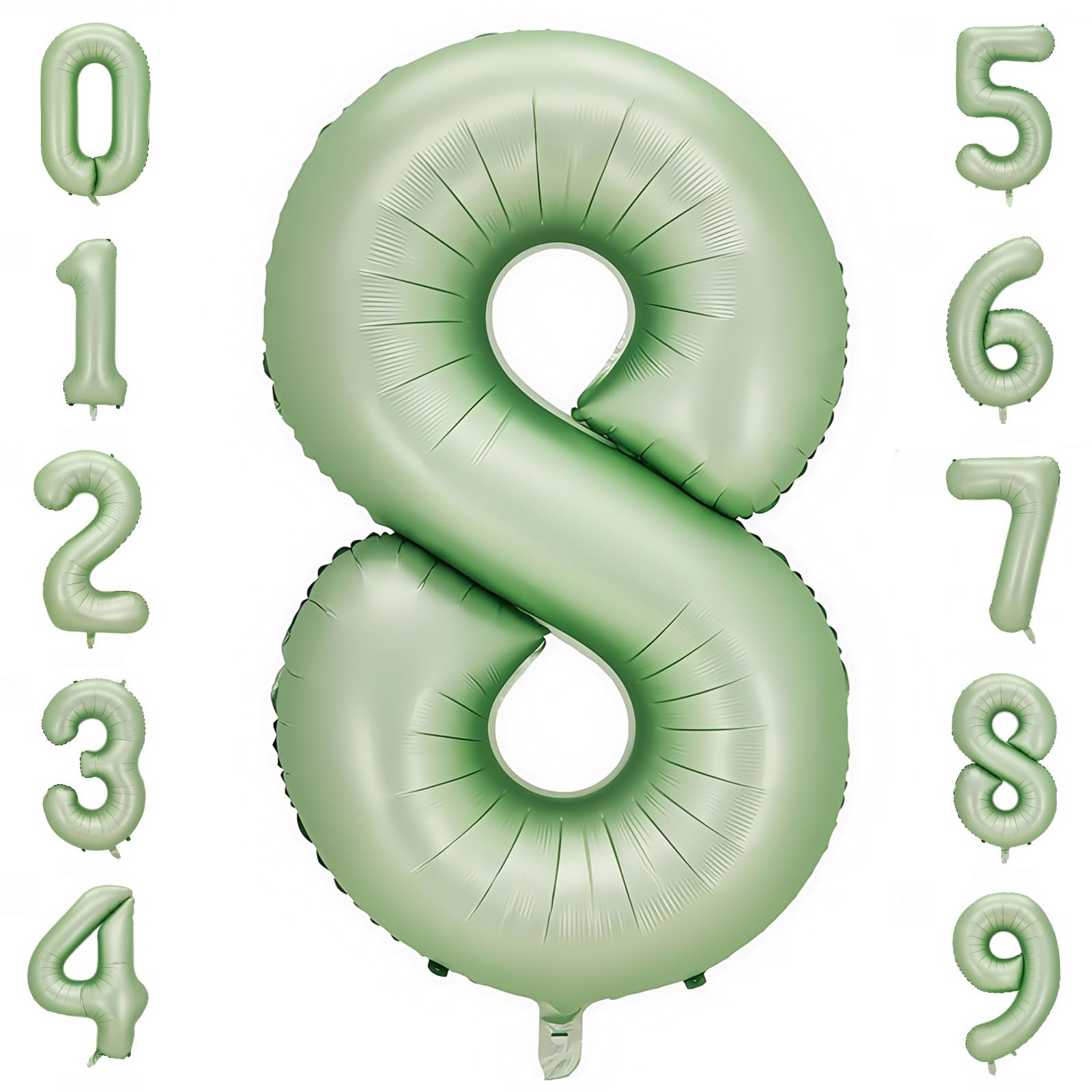 Sage Green 8 Number Balloon,Olive Green 8 Balloons 40 Inch Large Helium Foil Mylar Birthday Balloons for Boy Girl Baby Shower Birthday Jungle Party