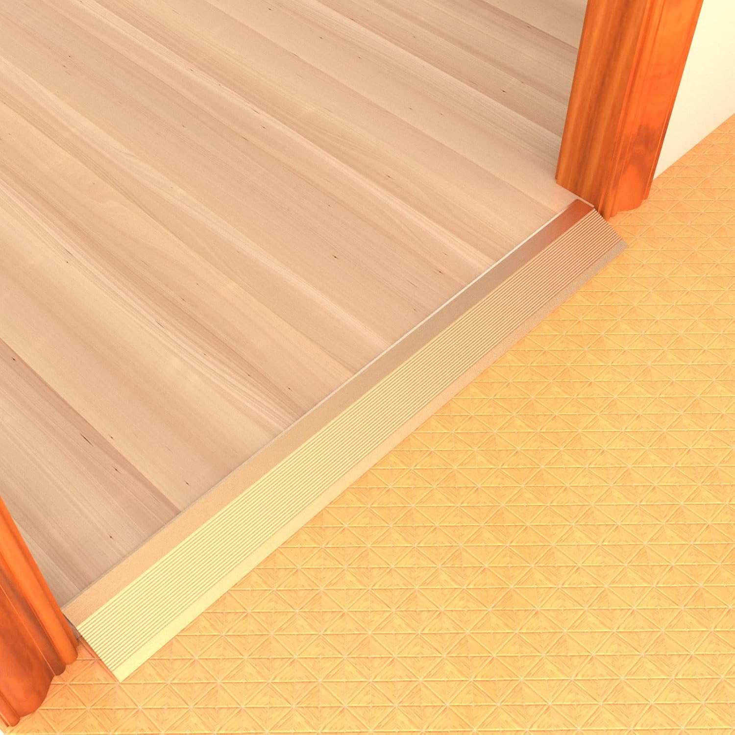 Floor Transition Strip, Aluminum Transition Strips for Doorway Door Threshold Strip Carpet Transition Strip Threshold Ramps for Doorways (Golden, 36''x4'')