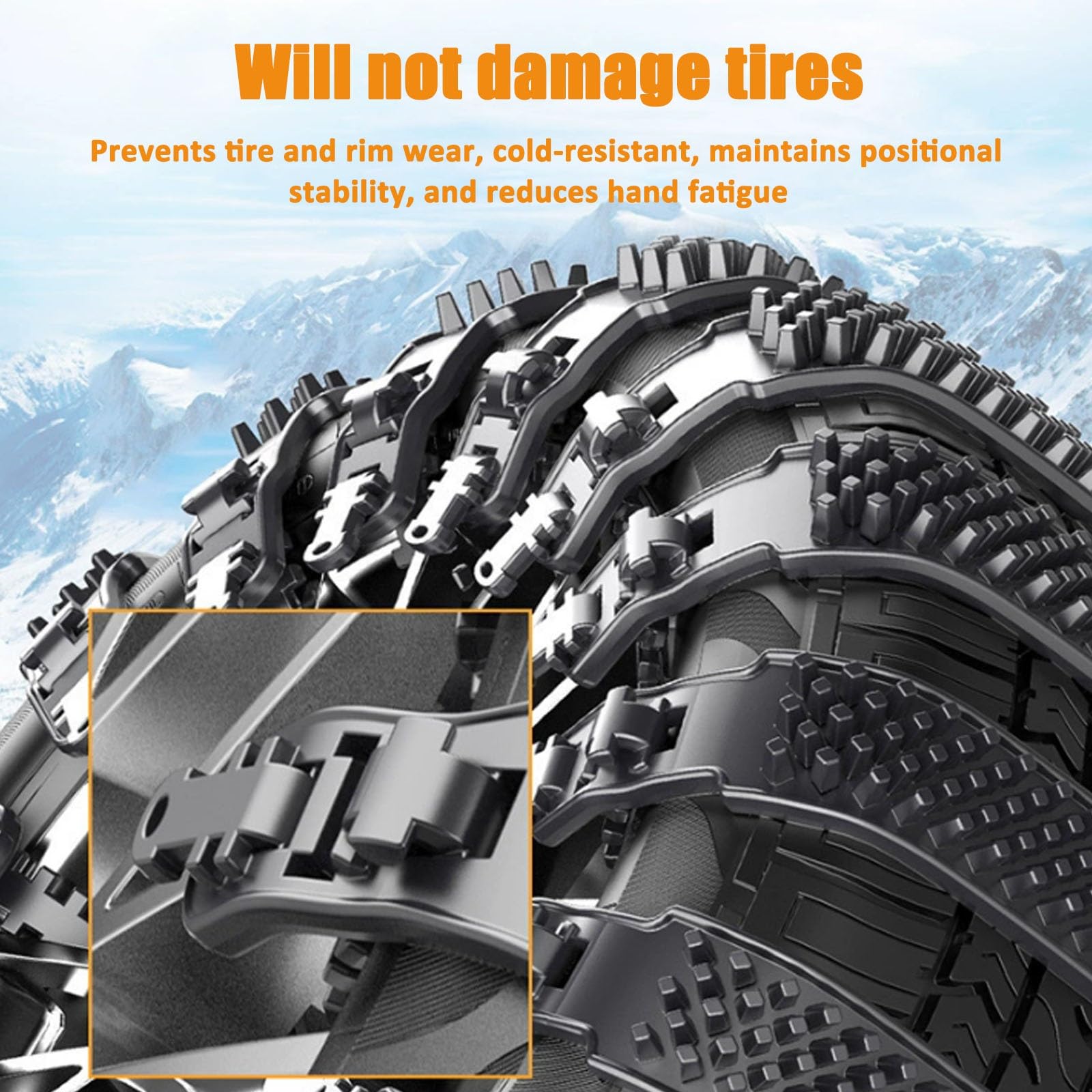 Cadena de Nieve 10 Unidades, Universal Cadena de Nieve para Coche, Cadenas Antideslizantes para Neumáticos de Nieve, Para coches, SUV y camionetas, Ancho 165-275mm(Orange,40PCS)