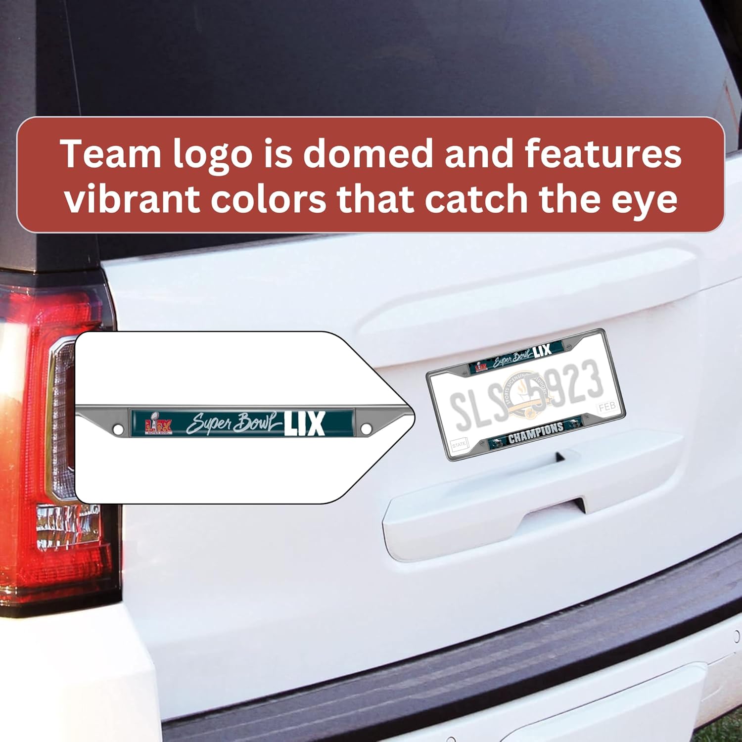 Fanmats Philadelphia Eagles - Super Bowl LIX Champions - Chrome Long-Lasting NFL License Plate Frame - Show Your Eagles Pride with Officially Licensed Football Car, RV, ATV, and Truck Accessories