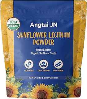 Organic Sunflower Lecithin Powder | USDA Certified, Non-GMO | 4oz (113g) | 10g Daily Serving for Brain, Liver & Heart Health | Easy Mixing in Smoothies, Shakes & Baking