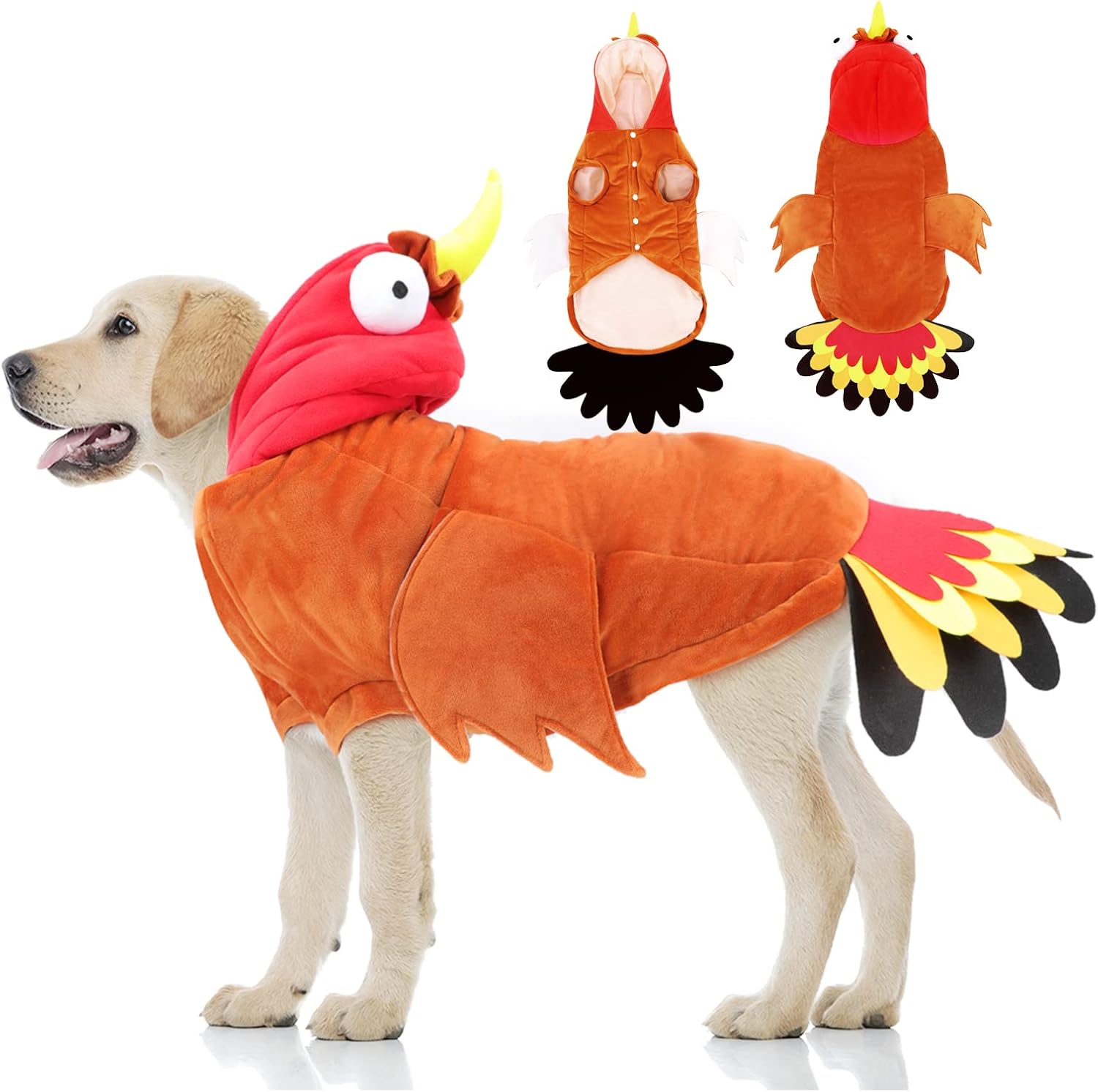 BWOGUE Large Dog Turkey Costume,Dog Thanksgiving Costume Winter Warm Pet Clothes Apparel for Thanksgiving Cosplay Dress Up Fit for…