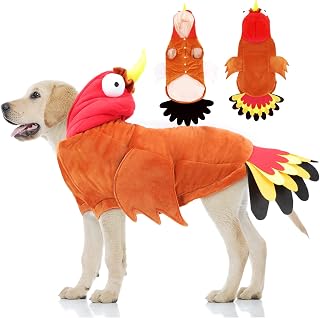 BWOGUE Large Dog Turkey Costume,Dog Thanksgiving Costume Winter Warm Pet Clothes Apparel for Thanksgiving Cosplay Dress Up Fit for Medium to Large Dogs