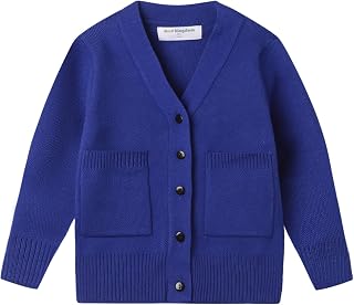 Little Boy Knitted Cardigan Solid V-Neck and Button Down Sweater Long Sleeve Fall Knit Outerwear