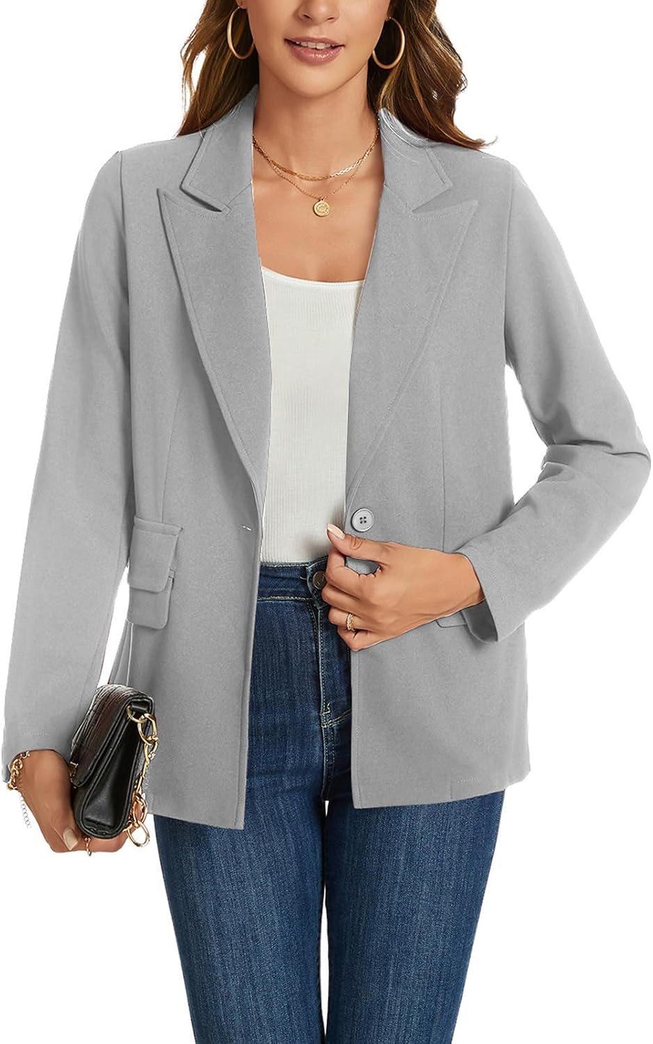 MINTLIMIT Blazers for Women Long Sleeve Notched Lapel Button Business Casual Blazer Work Office Blazers Jacket with Pockets