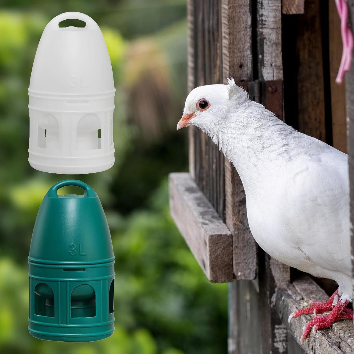 3 / 5L Automatic Bird Water Drinker for Doves Outdoor Wild Bird with Detachable Seal Mouth and Hanging Hook for Watering Water Dispenser
