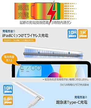 Amazon | 【ワイヤレス/Type-C急速充電】タッチペン スタイラス