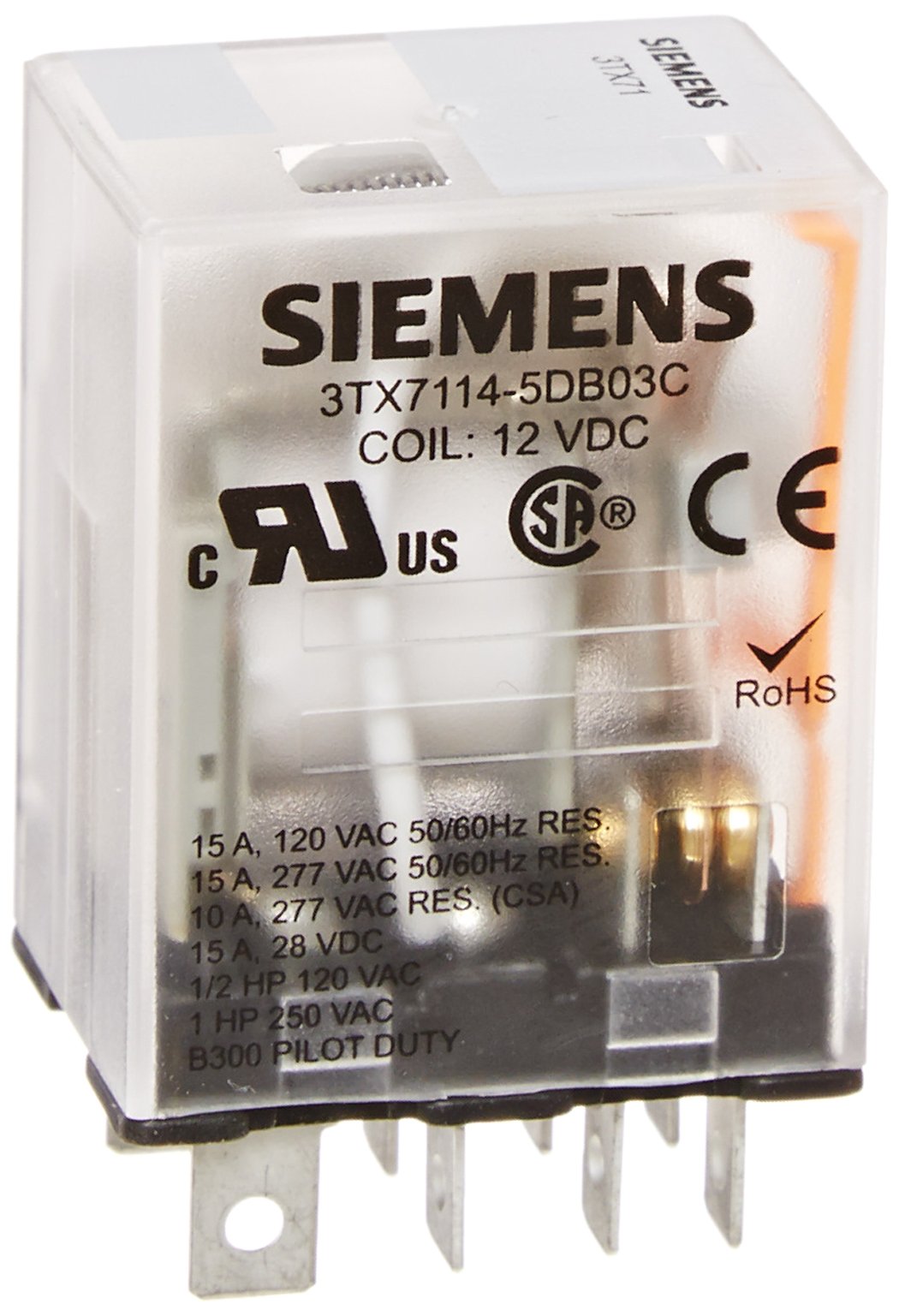 Relé DPDT 12V CC de enchufe estrecho con base cuadrada y contactos de 20A 3