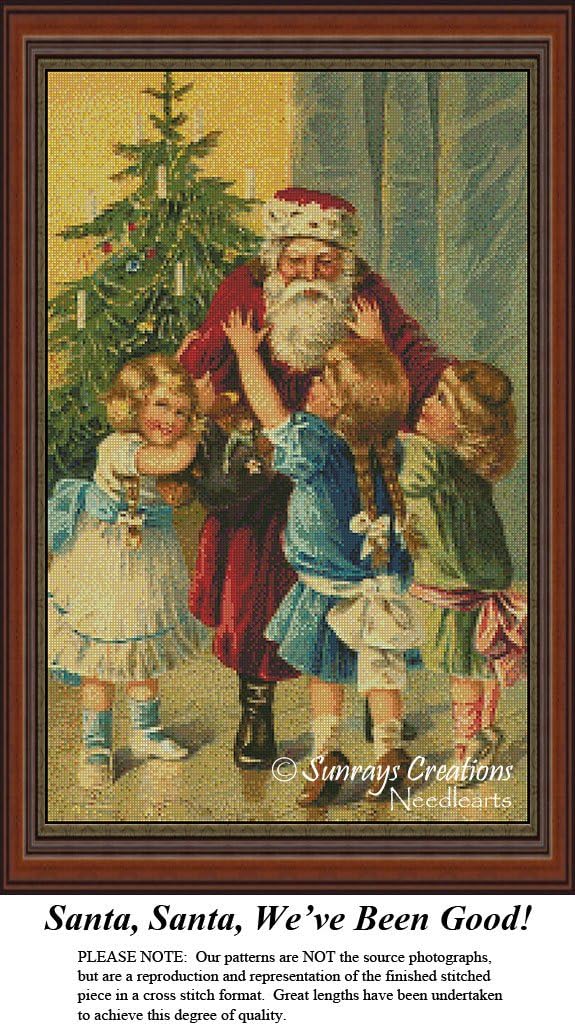 Christmas Cross Stitch Patterns | Santa, Santa, We've Been Good! (Pattern Only, You Provide the Floss and Fabric)