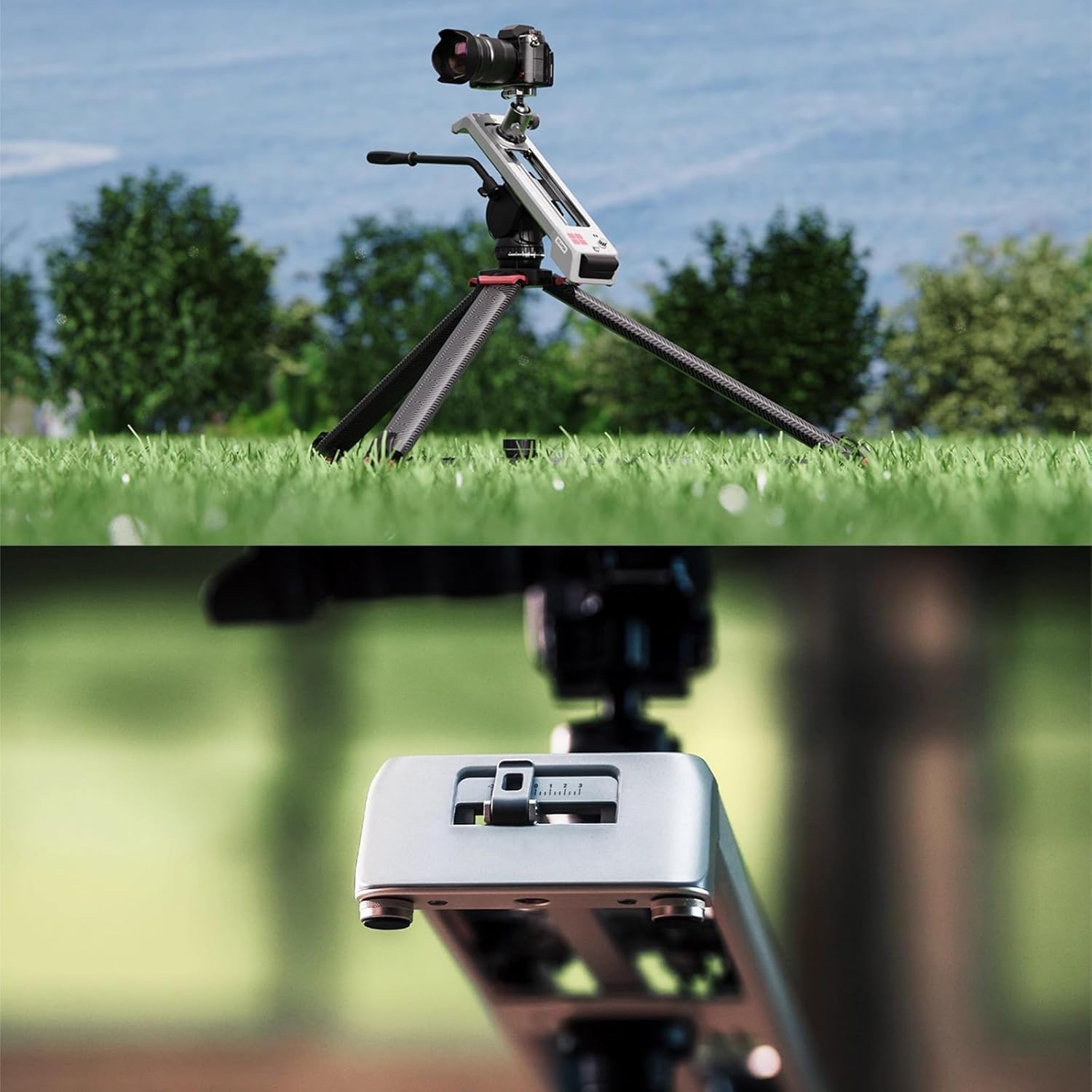 Slider motorizzato per fotocamera con carrello panoramico a 125°, controllato da app per time-lapse e video, controllo della velocità di precisione, supporta 2,5-5 kg per riprese fluide
