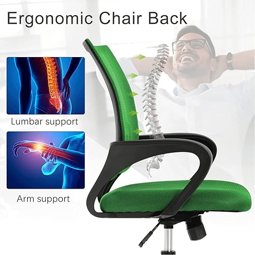 Miniatura 6 de Silla de oficina en casa, silla de escritorio de malla, silla ergonómica para computadora con soporte lumbar y reposabrazos, sillas de oficina