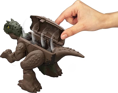 Miniatura 4 de Mattel Jurassic World - Juguete transformador de dinosaurio de estegosaurio a carnotaurio, juguete 2 en 1 de doble peligro de 11 pasos, cambiadores