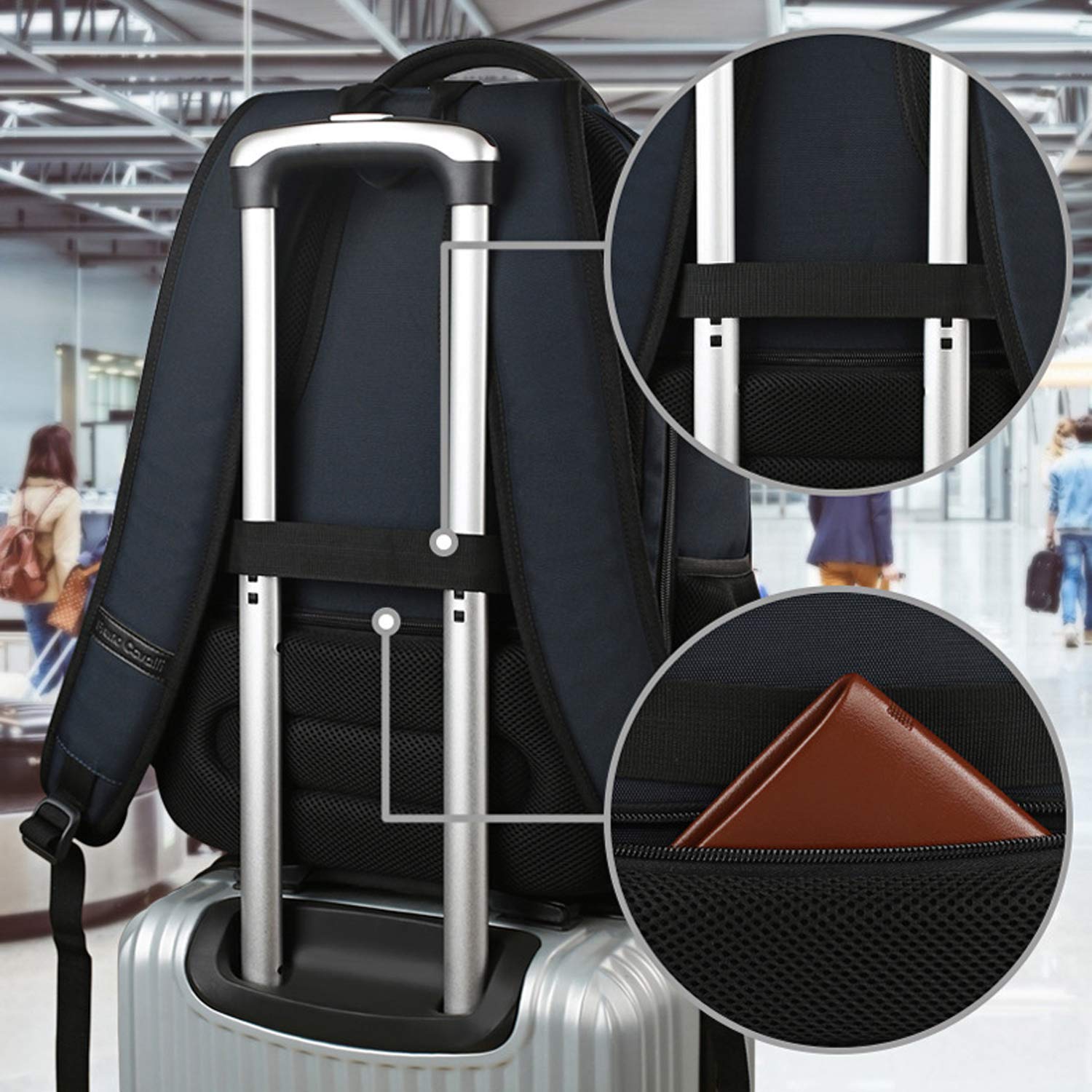 FANDARE Sac à Dos Ordinateur Portable 15.6 Pouces Homme Femme Imperméable avec USB Sac à Dos d'affaires Sac à Dos Fonctionnel Sac a Dos PC Portable pour Loisirs/Affaire/Scolaire Polyester Nouveau Noir
