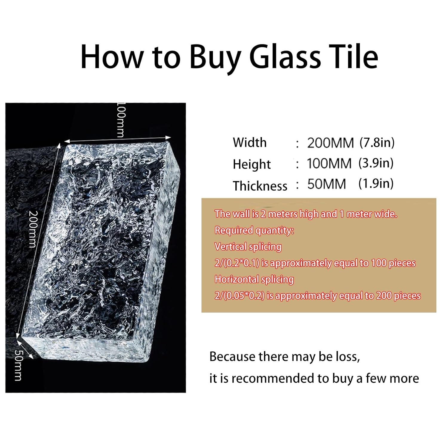 7.8 * 3.9 * 1.9in Glass Blocks，Transparent Solid Glass Bricks，Decorative Partition Wall，for Room Divider Partition，Architectural Decoration，bar，Hotel(H)