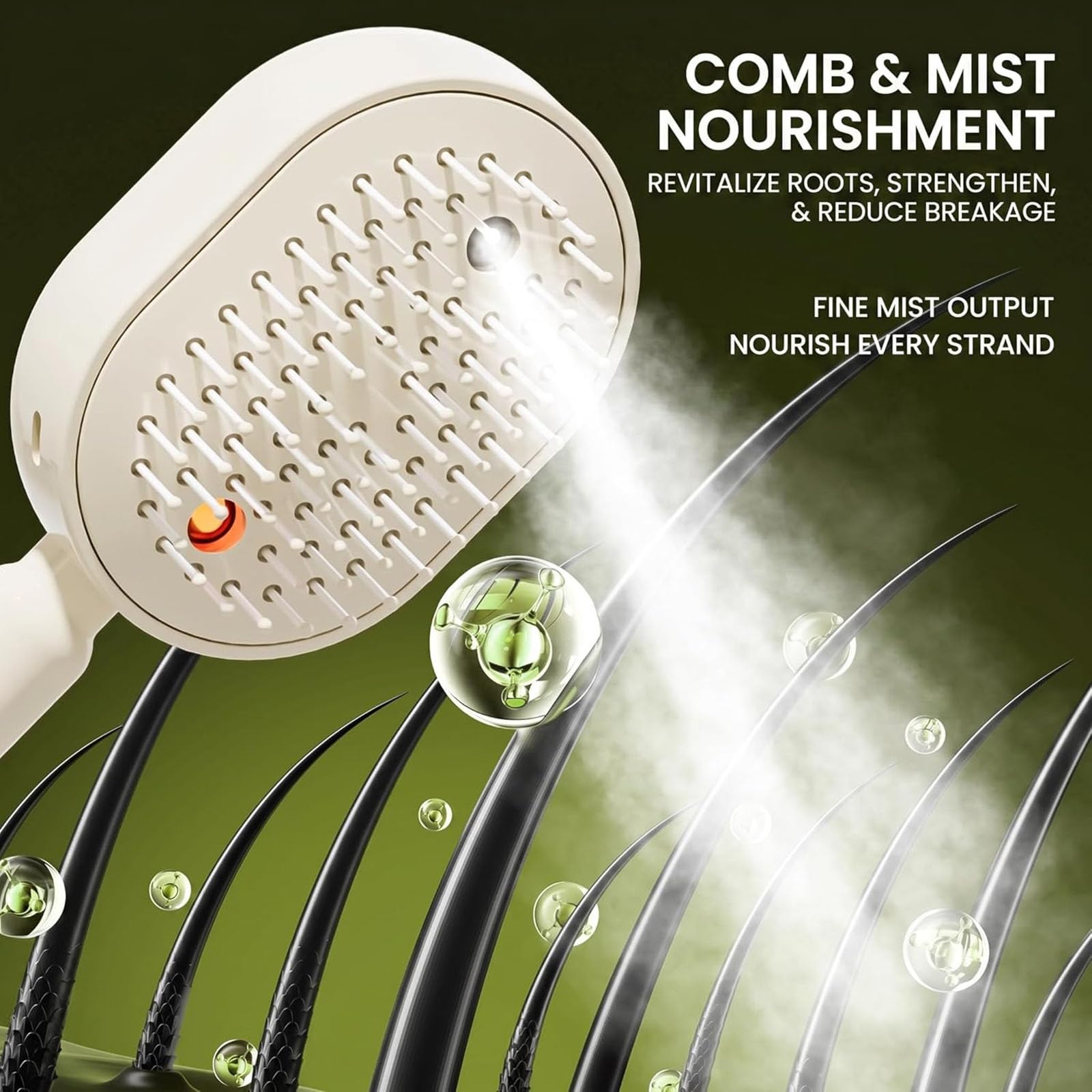 2026 Nouvelle brosse à vapeur électrique, brosse à cheveux rechargeable avec spray nano-brume, peigne à coussin d'air autonettoyant, outil de coiffure antistatique démêlant (Pink,without oil)