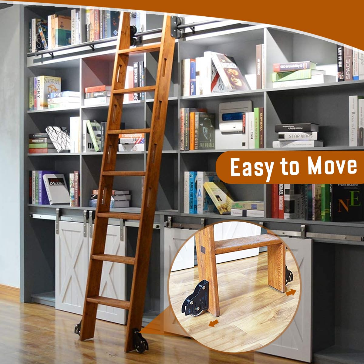 Little Giant Ladder Rolling Library Ladder, Sliding Ladder Rail Kit ...